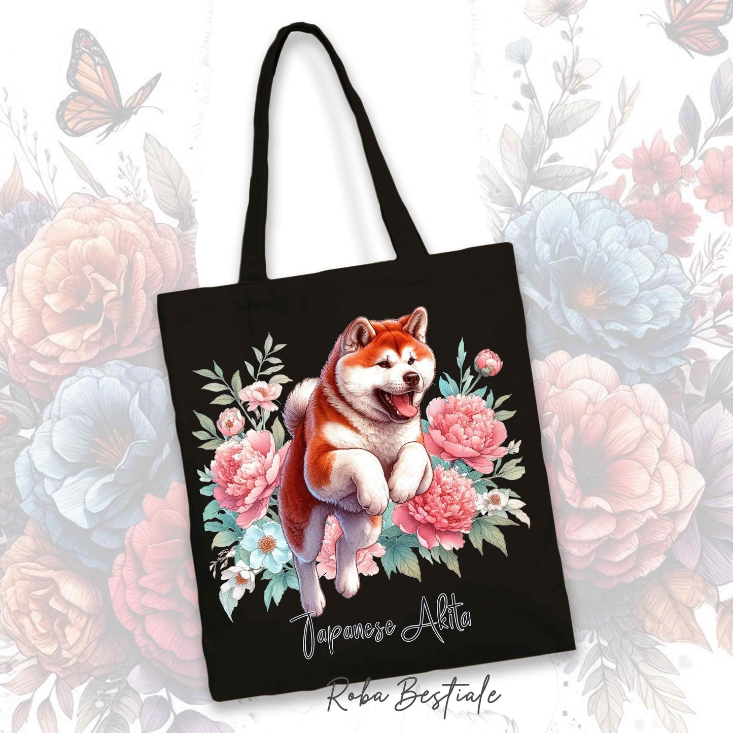 Shopper PEONY - AKITA INU Rosso - Diversi colori disponibili - 100% Cotone