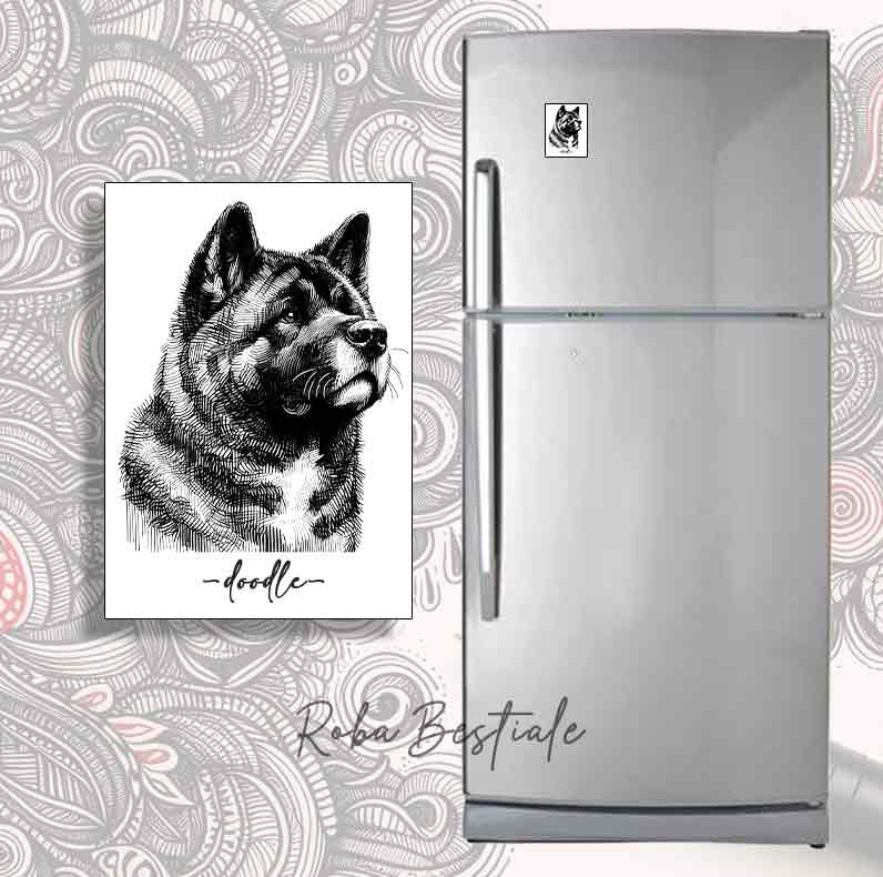 Magnete DOODLE - AKITA INU Tigrato