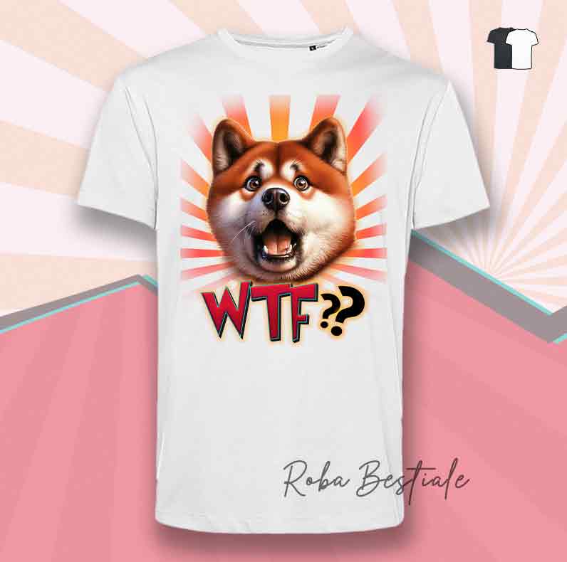 T-Shirt WTF?? - AKITA INU Rosso - Bianca o Nera - dalla XS alla 5XL
