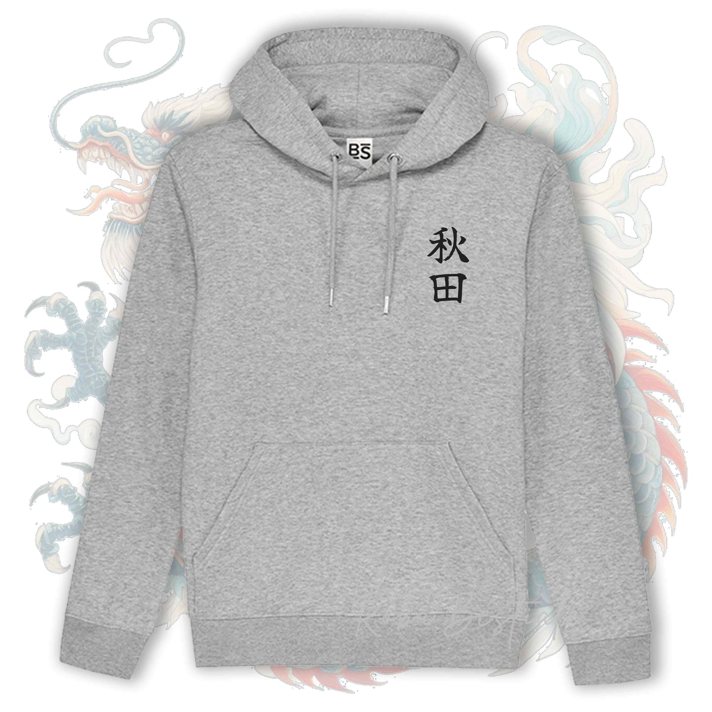 Felpa Invernale JAPAN STYLE "DRAGON" - AKITA INU Rosso - Con Cappuccio, Unisex - dalla XS alla 3XL