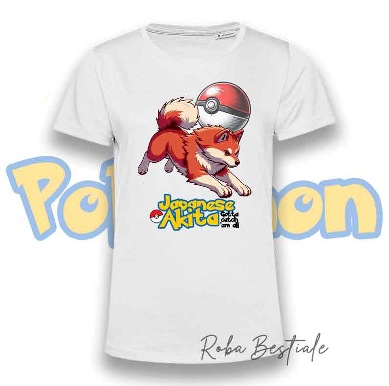 T-Shirt POKEMON - AKITA INU Rosso