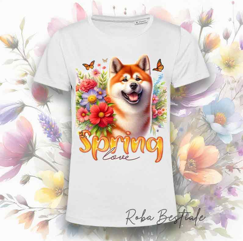 SPRING LOVE T-Shirt - AKITA INU Red