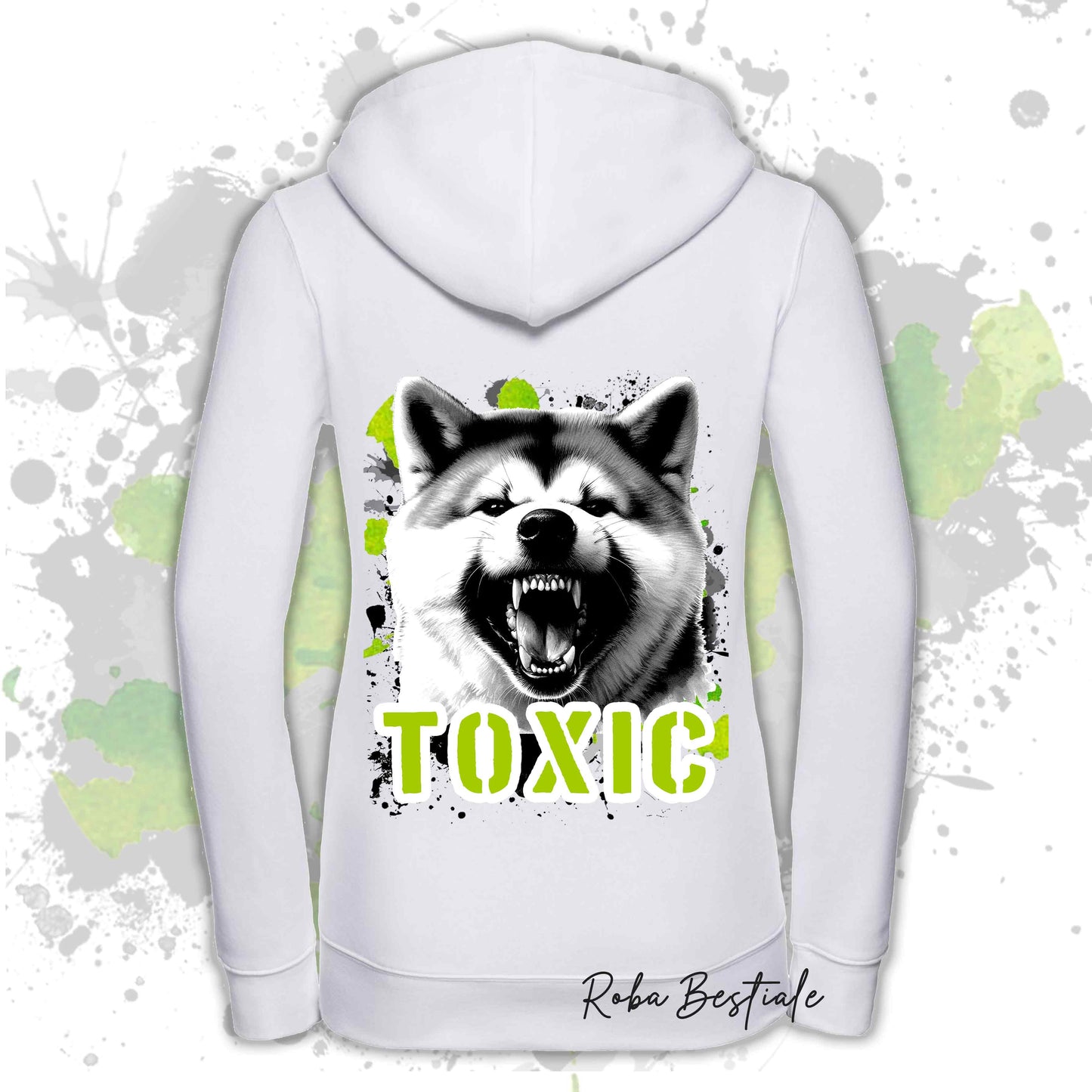 Felpa TOXIC - AKITA INU - Con Cappuccio e Full Zip, Uomo o Donna, in tanti colori - dalla XS alla 5XL