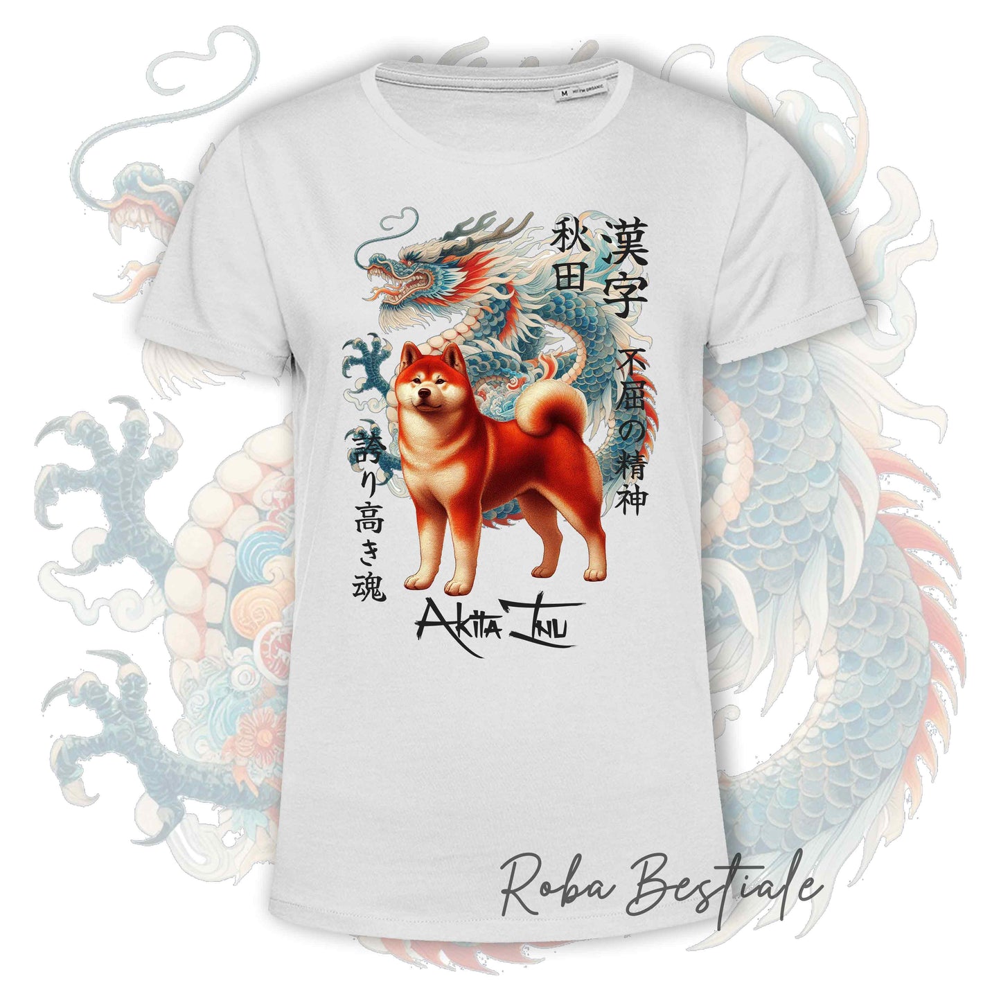T-Shirt JAPAN STYLE "DRAGON" - AKITA INU Rosso - da DONNA, in tanti colori! Dalla XS alla 3XL