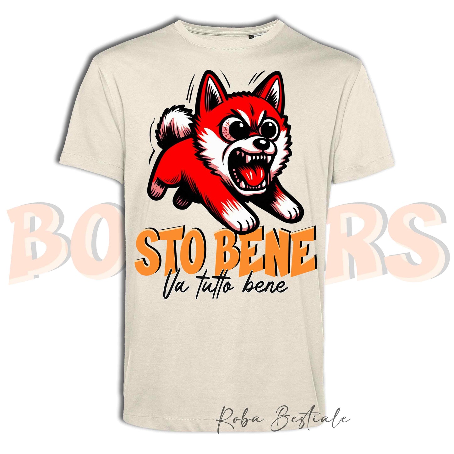 T-Shirt BONKERS - STO BENE - AKITA INU Rosso - Uomo o Donna - dalla XS alla 5XL