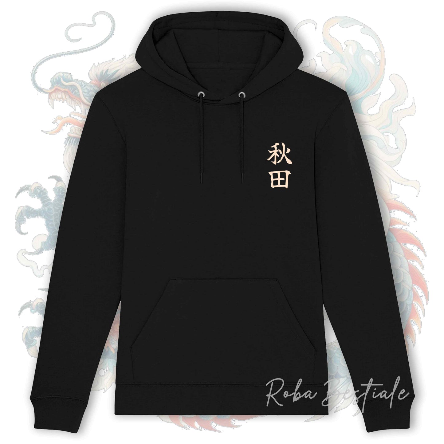 Felpa Invernale JAPAN STYLE "DRAGON" - AKITA INU Rosso - Con Cappuccio, Unisex - dalla XS alla 3XL