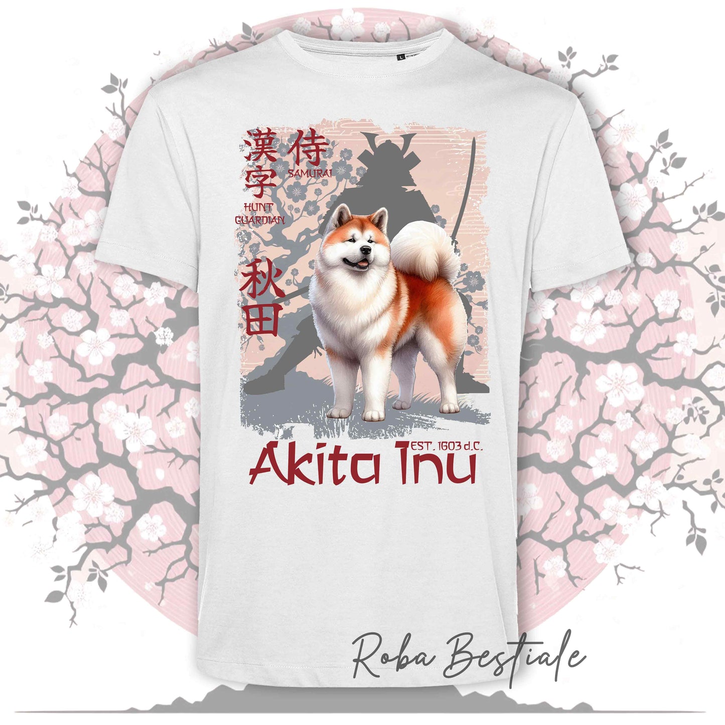 T-Shirt JAPAN STYLE "PRIDE" - AKITA INU Rosso - da UOMO, in tanti colori! Dalla XS alla 5XL