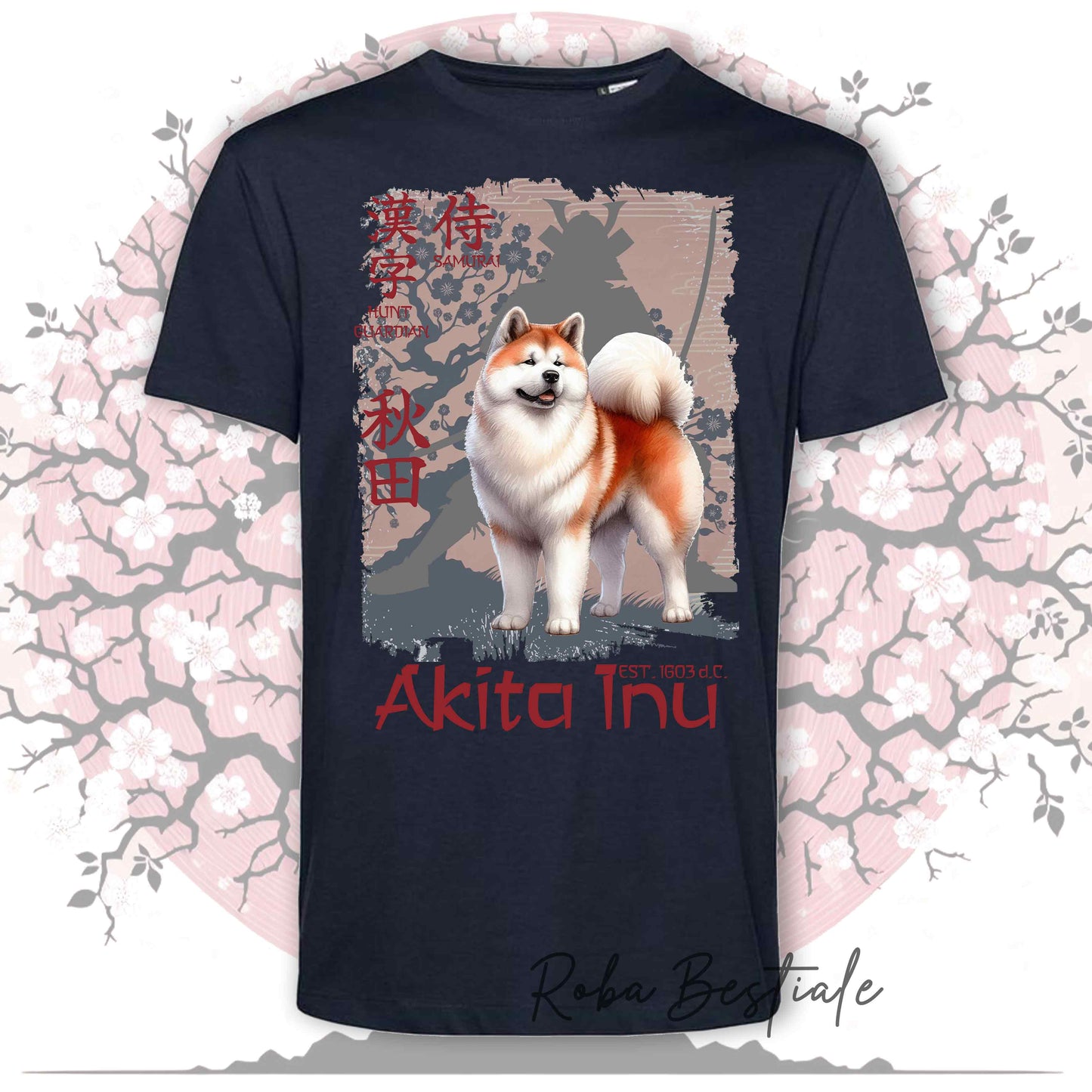 T-Shirt JAPAN STYLE "PRIDE" - AKITA INU Rosso - da UOMO, in tanti colori! Dalla XS alla 5XL