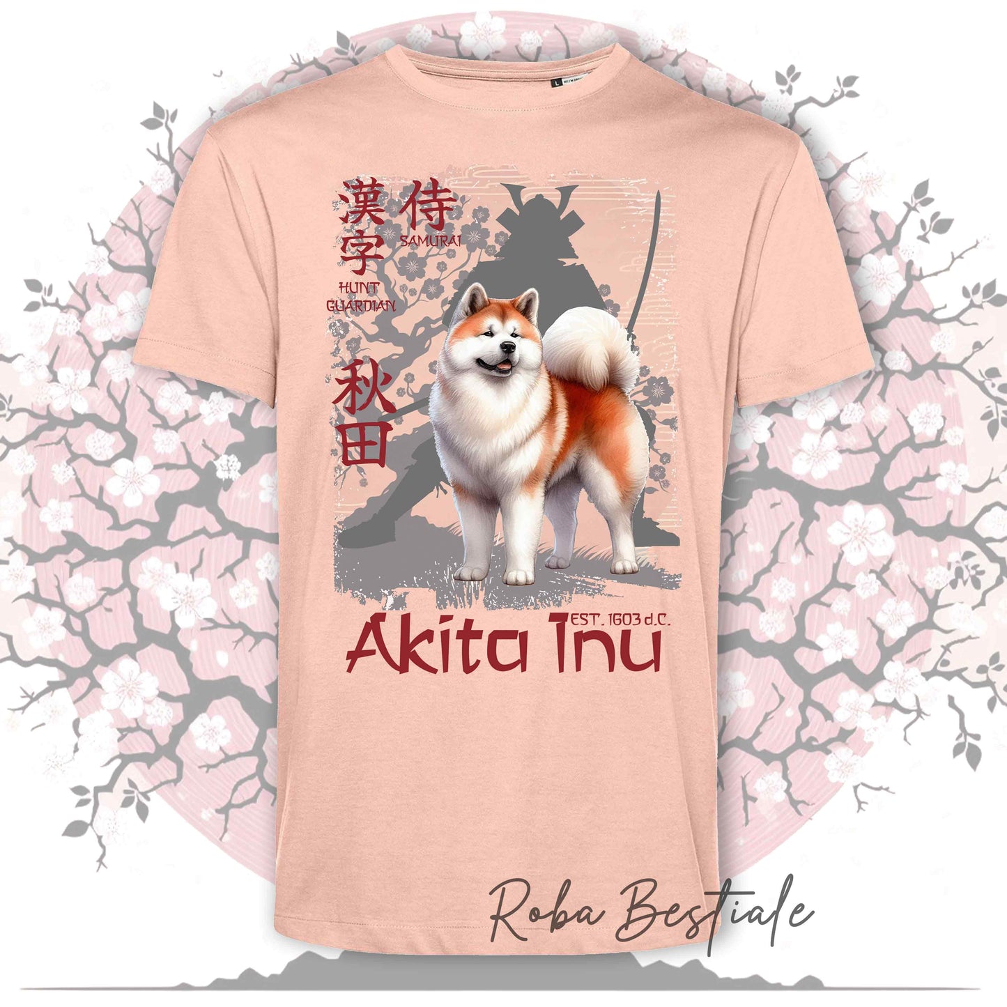 T-Shirt JAPAN STYLE "PRIDE" - AKITA INU Rosso - da UOMO, in tanti colori! Dalla XS alla 5XL