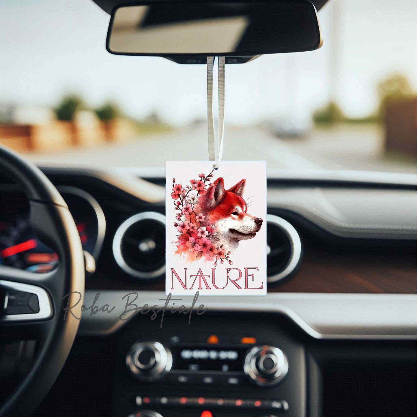 Deodorante Auto NATURE - AKITA INU Rosso - In Feltro, con cordino - 7,5 x 10 cm