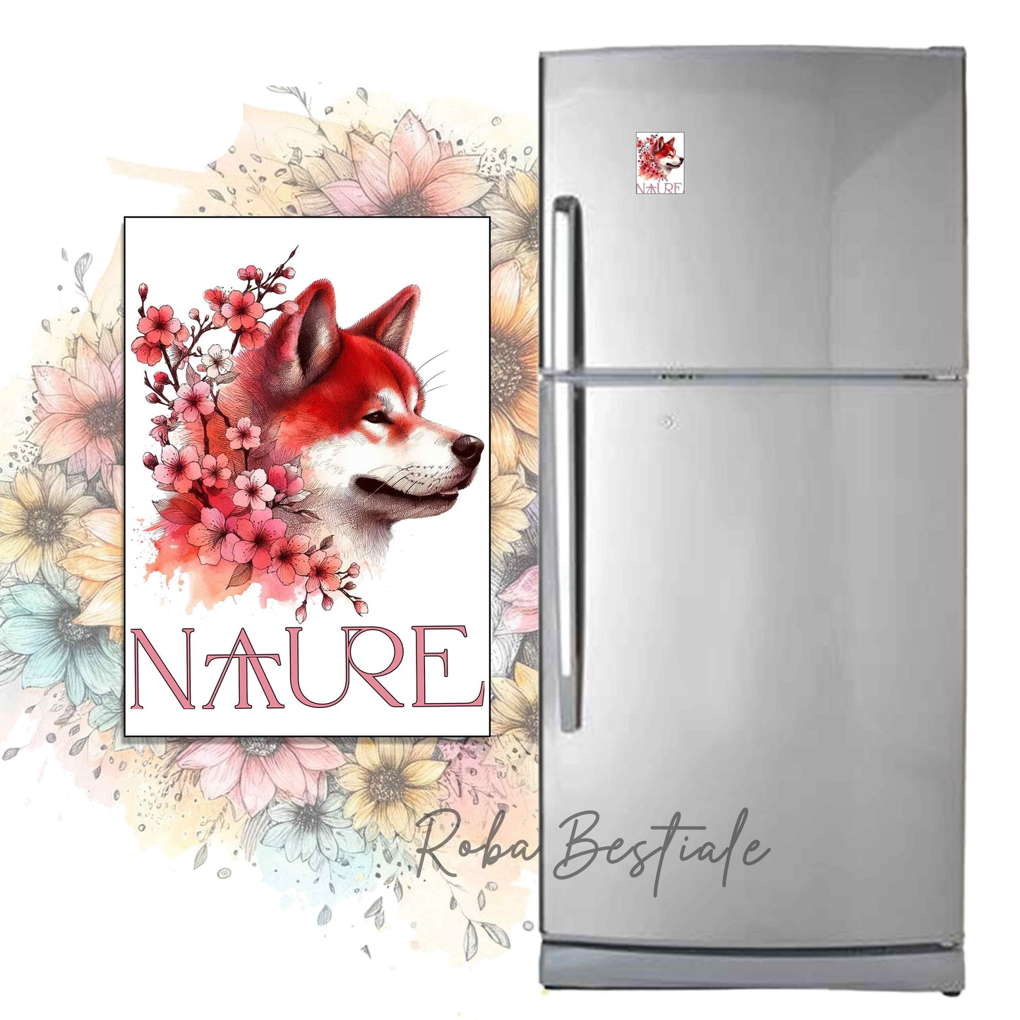 Calamita NATURE - AKITA INU Rosso - in MDF, 7x5 cm