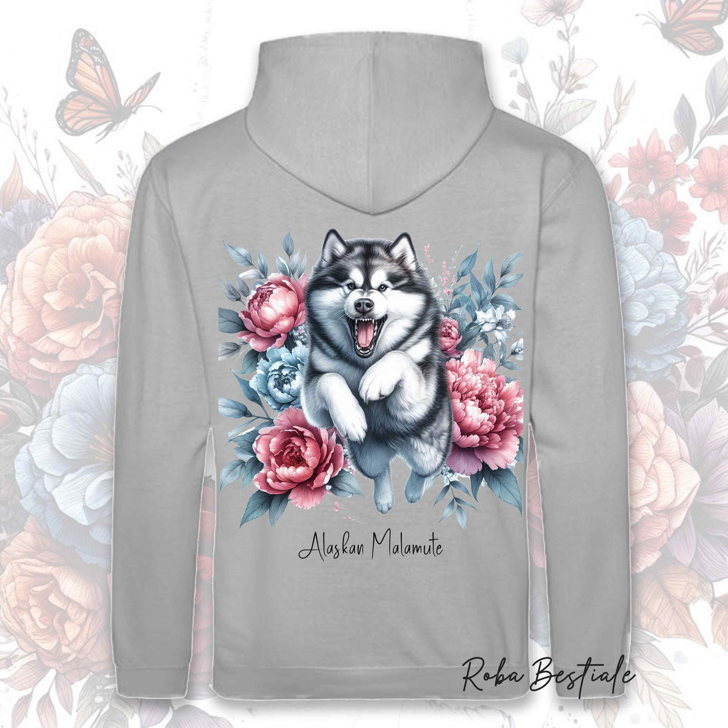 Felpa PEONY - ALASKAN MALAMUTE - Con Cappuccio e Tasconi, Unisex, in tanti colori - dalla XS alla 5XL