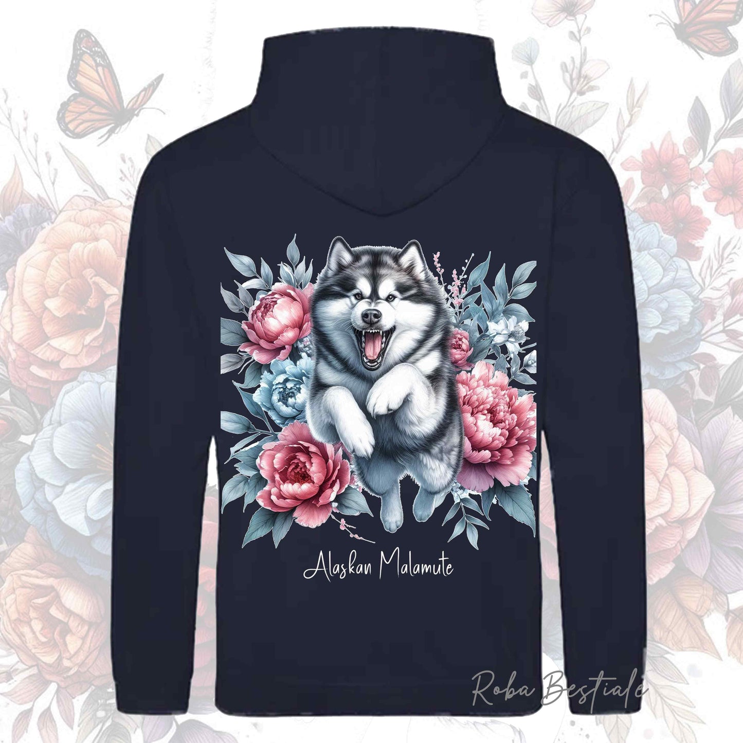 Felpa PEONY - ALASKAN MALAMUTE - Con Cappuccio e Tasconi, Unisex, in tanti colori - dalla XS alla 5XL