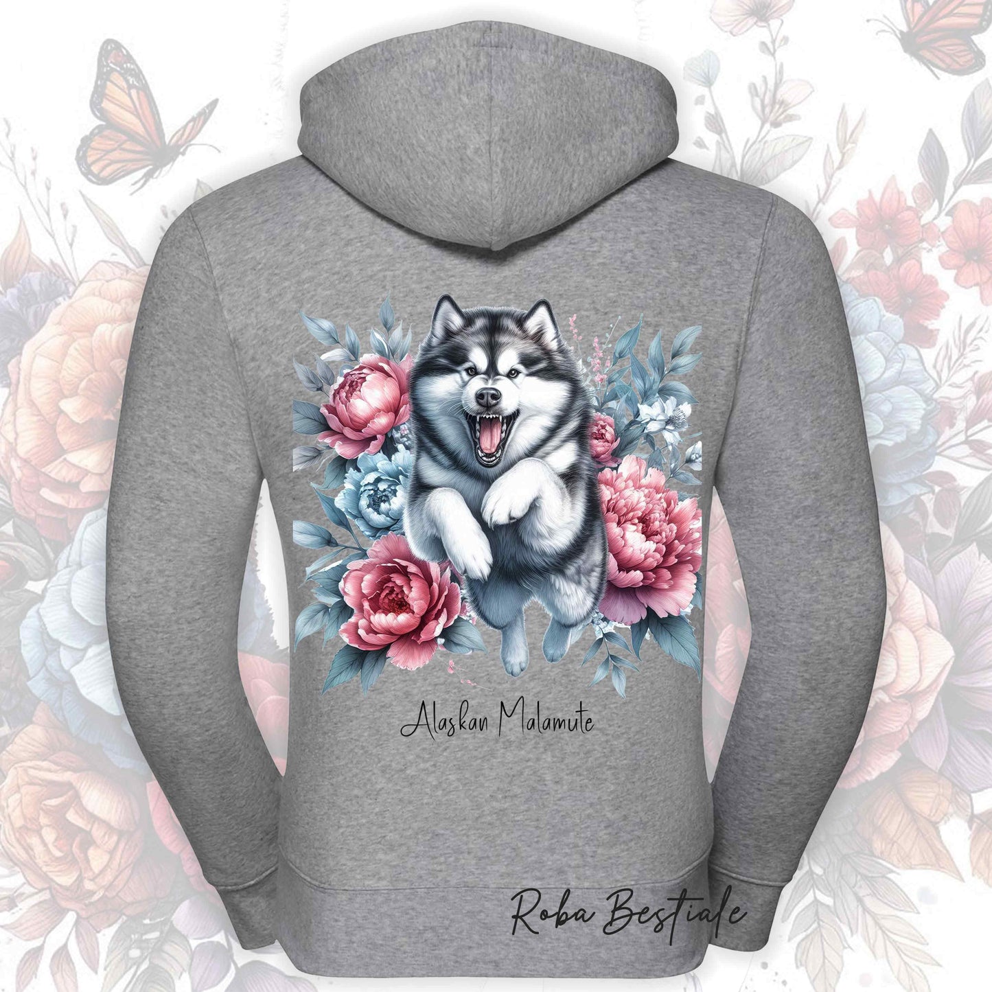 Felpa PEONY - ALASKAN MALAMUTE - Con Cappuccio e Full Zip, Uomo o Donna, in tanti colori - dalla XS alla 5XL