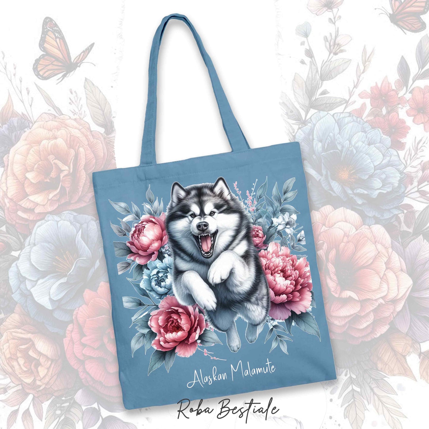 Shopper PEONY - ALASKAN MALAMUTE - Diversi colori disponibili - 100% Cotone