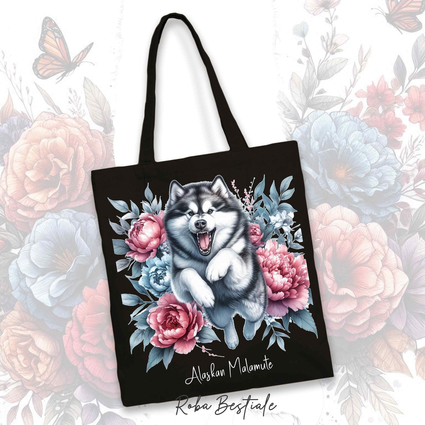 Shopper PEONY - ALASKAN MALAMUTE - Diversi colori disponibili - 100% Cotone