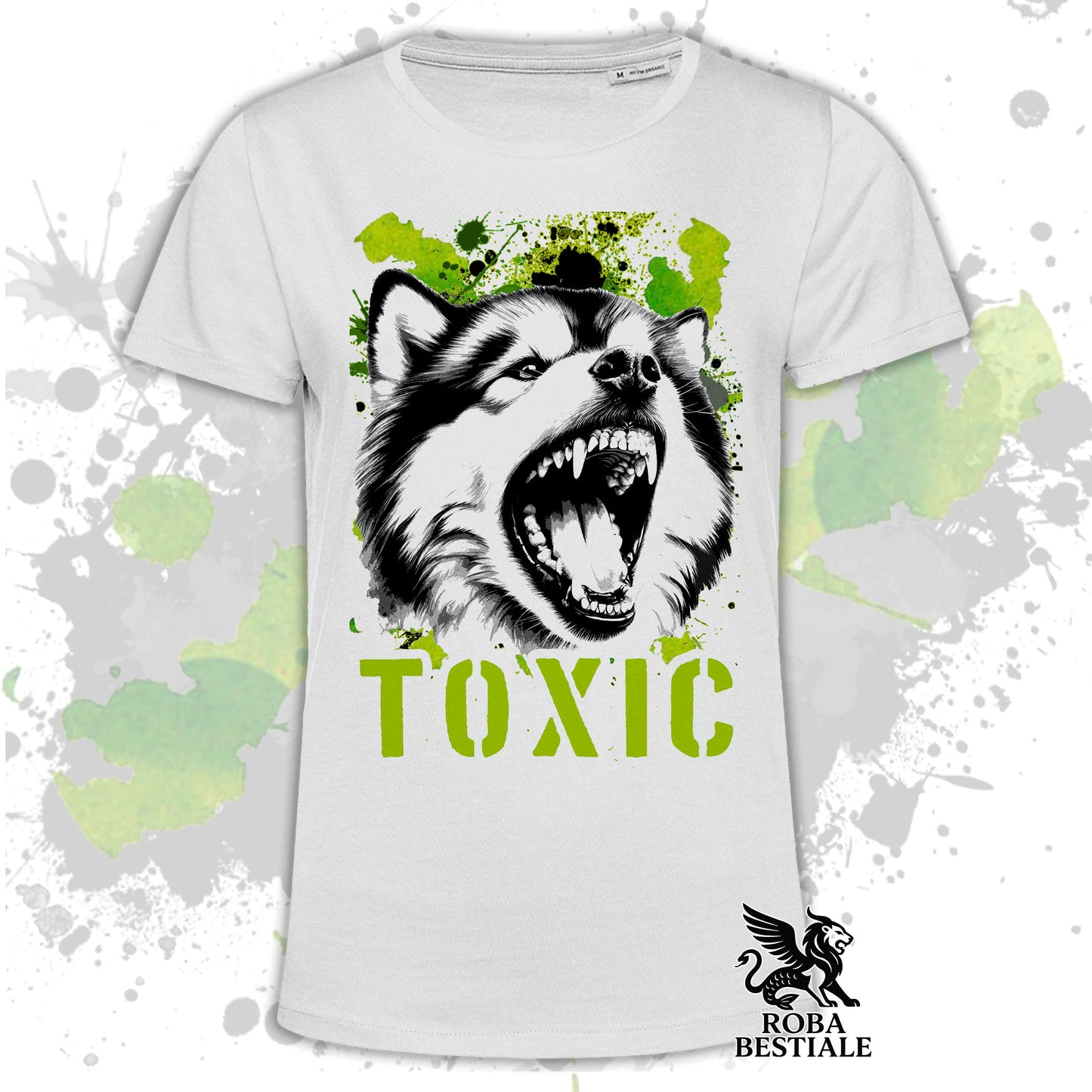T-Shirt TOXIC - ALASKAN MALAMUTE - Uomo o Donna - Bianca o Beige, dalla XS alla 5XL