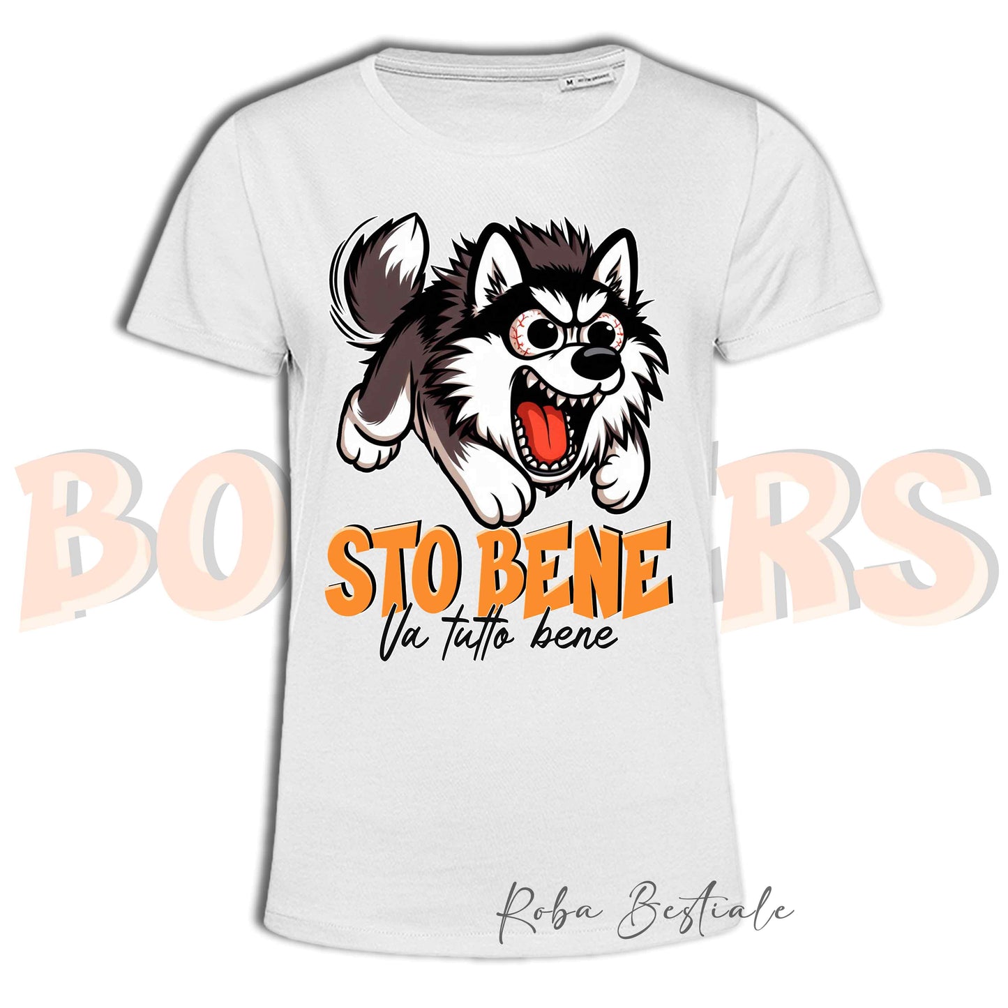 T-Shirt BONKERS - STO BENE - ALASKAN MALAMUTE Grigio - Uomo o Donna - dalla XS alla 5XL