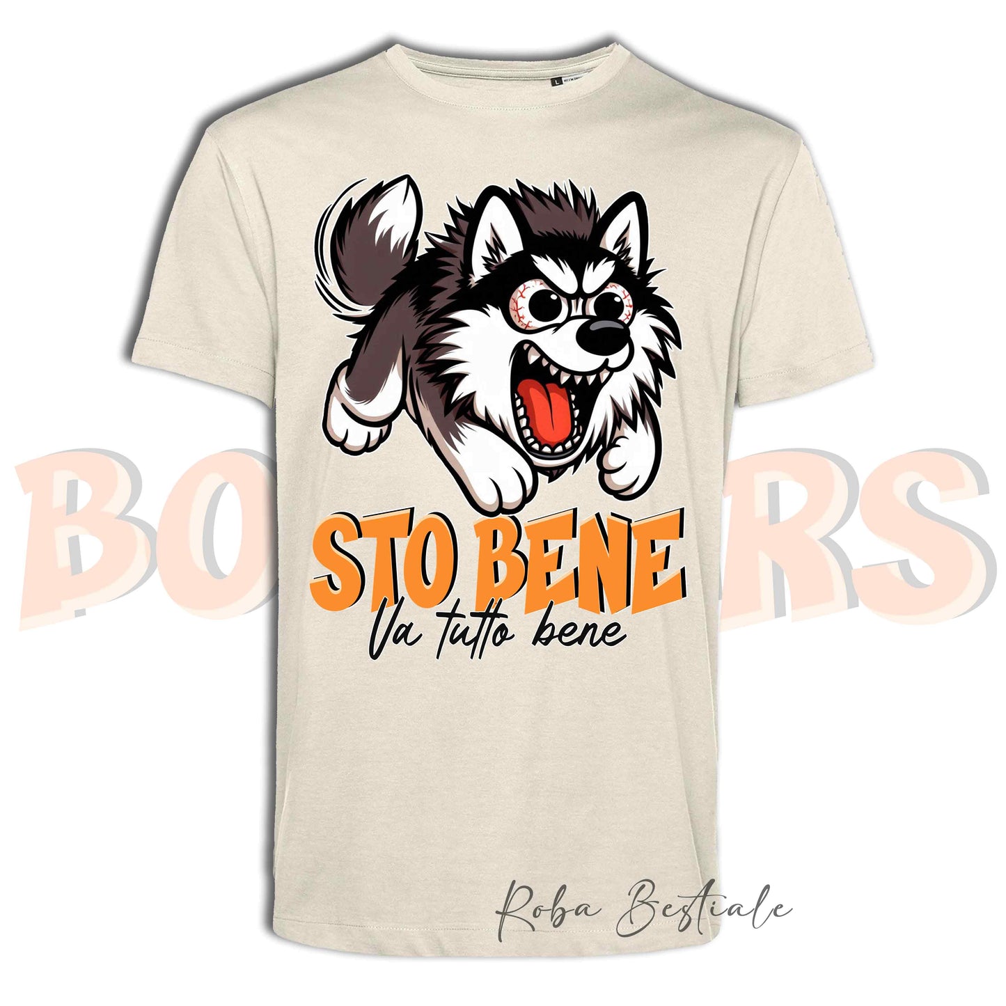 T-Shirt BONKERS - STO BENE - ALASKAN MALAMUTE Grigio - Uomo o Donna - dalla XS alla 5XL
