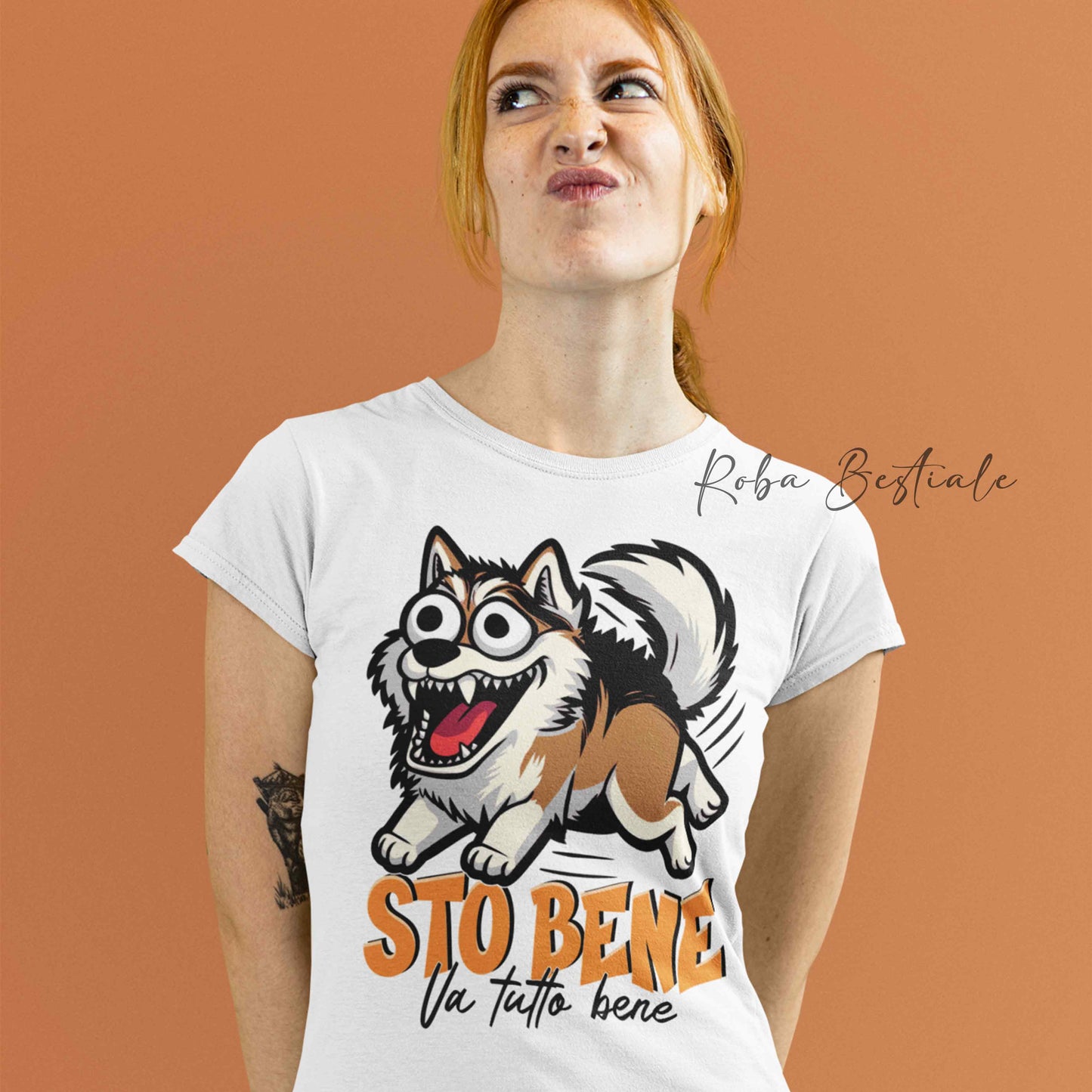 T-Shirt BONKERS - STO BENE - ALASKAN MALAMUTE Zibellino - Uomo o Donna - dalla XS alla 5XL