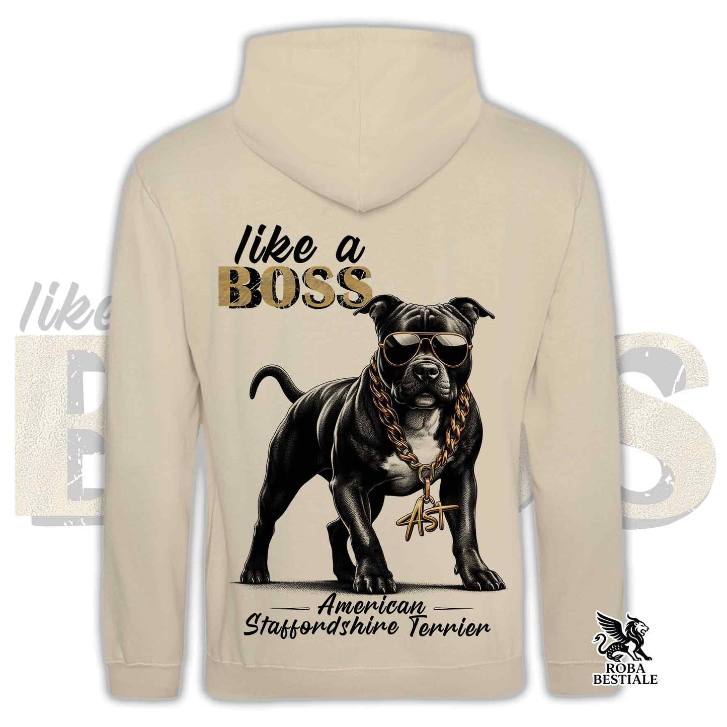 LIKE A BOSS Sweatshirt - AMSTAFF Black - Hooded with Pockets, Unisex, various colors - from XS to 3XL