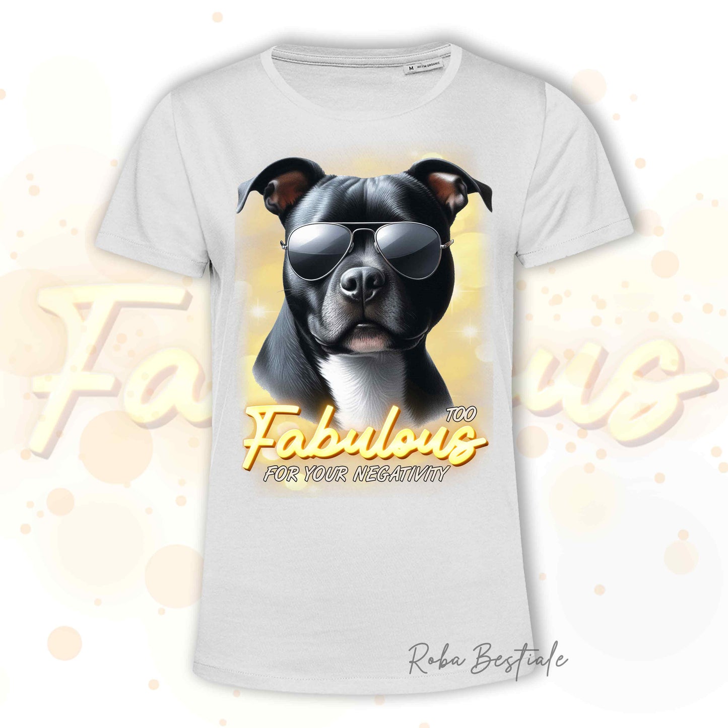 T-Shirt TOO FABULOUS - AMSTAFF Nero - 100% Cotone, Bianca o Beige, Uomo o Donna - dalla XS alla 5XL
