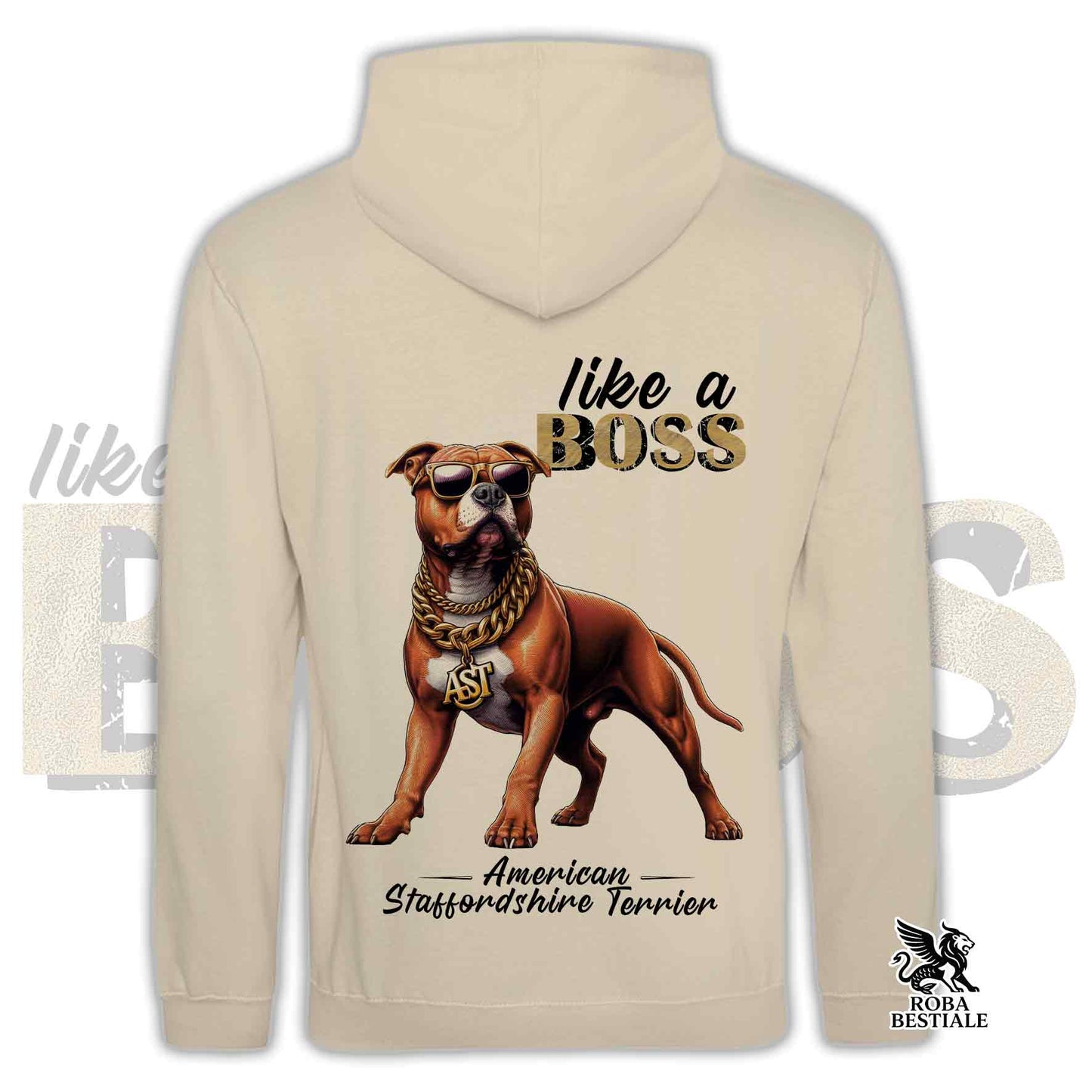 Sweat-shirt LIKE A BOSS - AMSTAFF Rouge - Avec Capuche et Grandes Poches, Unisexe, plusieurs coloris - du XS au 3XL