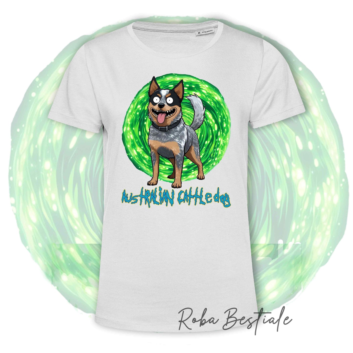RICK & MORTY T-Shirt - AUSTRALIAN CATTLE DOG Blue - White or Black - from XS to 5XL