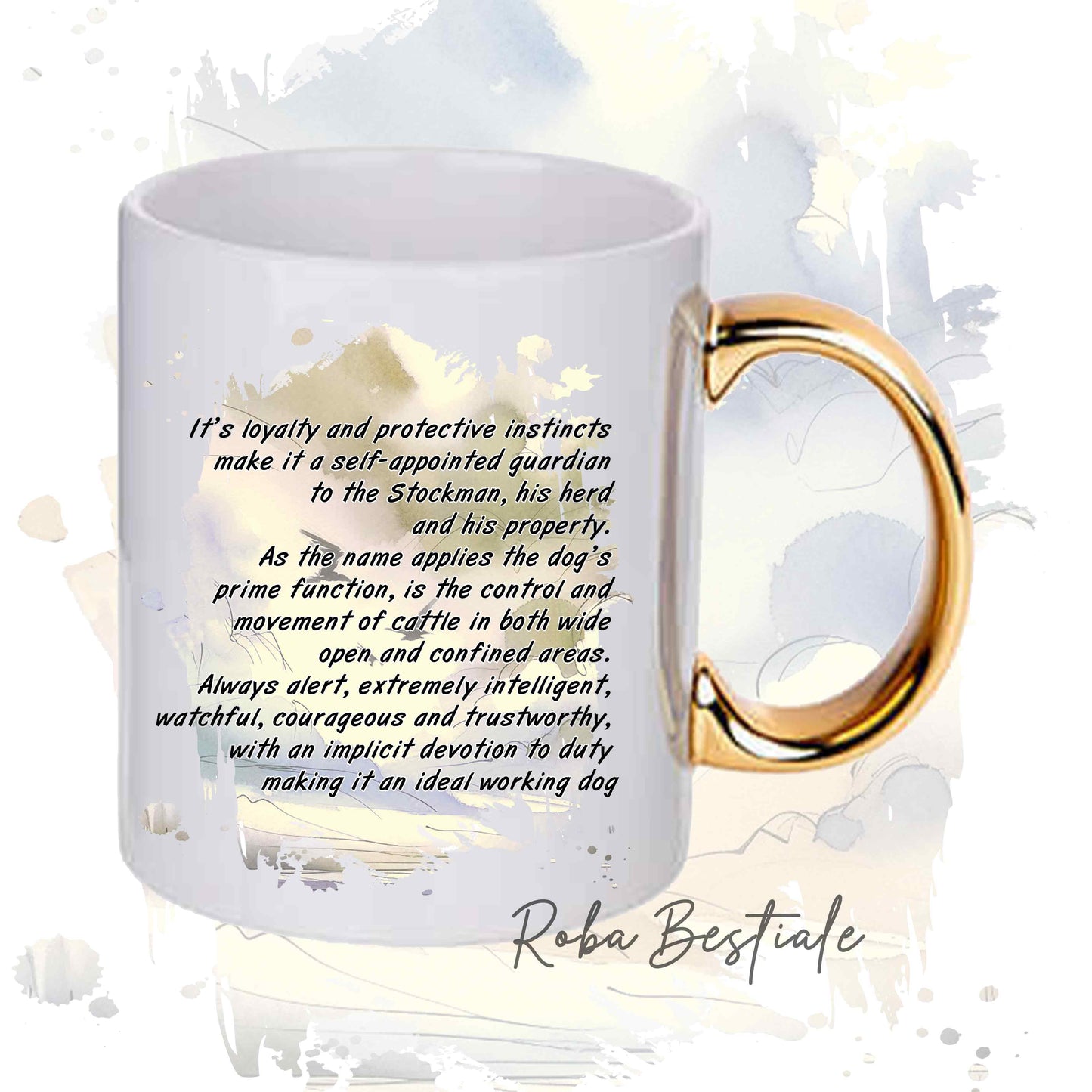 Tazza BEHAVIOR - AUSTRALIAN CATTLE DOG Red - Standard FCI - In Ceramica, con manico dorato - 330 ml