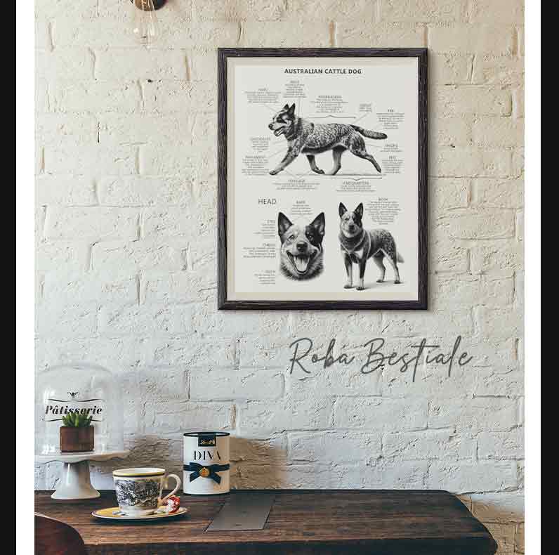 STANDARD Print - AUSTRALIAN CATTLE DOG - With wooden frame