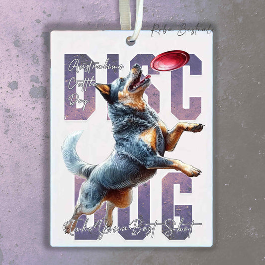 Deodorante Auto APTITUDE - DISC DOG - AUSTRALIAN CATTLE DOG Blue - In Feltro, con cordino - 7,5 x 10 cm