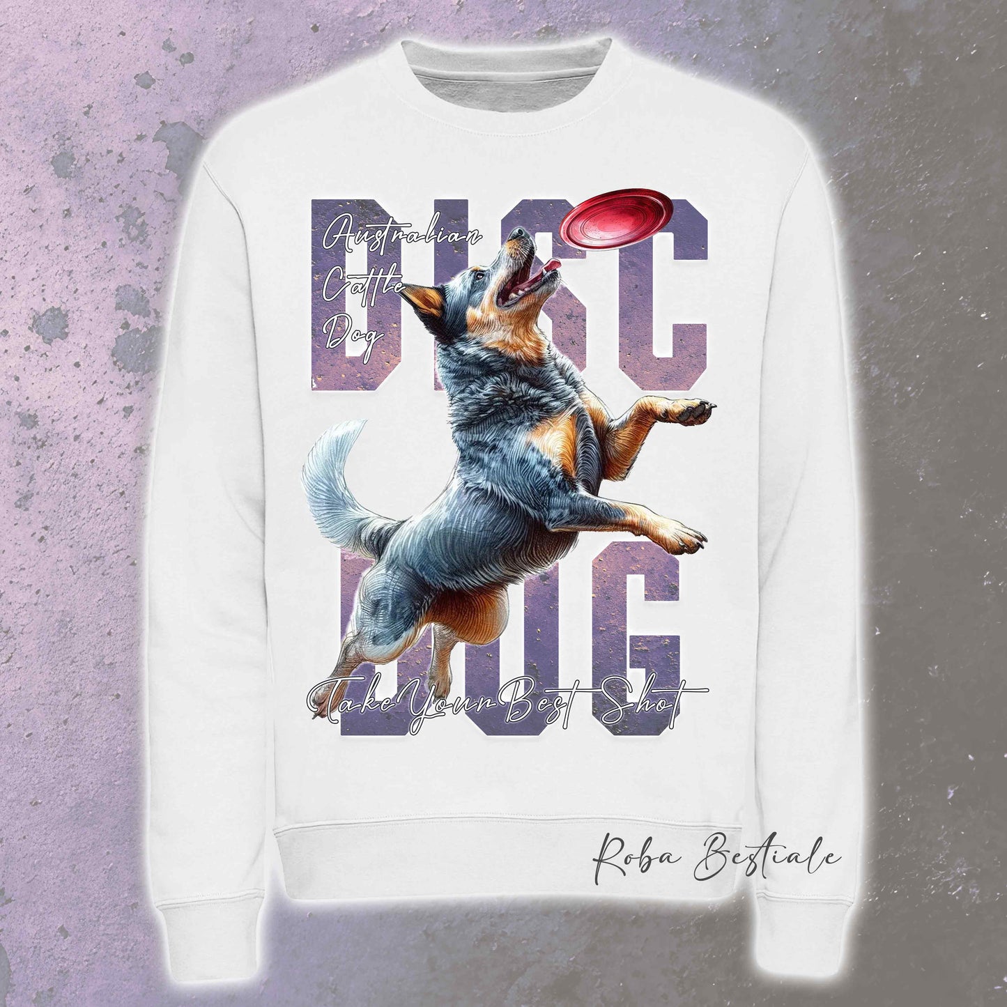 Felpa Invernale APTITUDE - DISC DOG - AUSTRALIAN CATTLE DOG Blue - Girocollo, Unisex, in tanti colori! - dalla XS alla 3XL