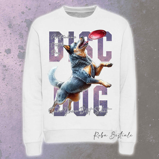 Felpa Invernale APTITUDE - DISC DOG - AUSTRALIAN CATTLE DOG Blue - Girocollo, Unisex, in tanti colori! - dalla XS alla 3XL