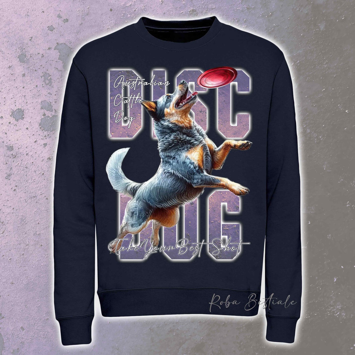 Felpa Invernale APTITUDE - DISC DOG - AUSTRALIAN CATTLE DOG Blue - Girocollo, Unisex, in tanti colori! - dalla XS alla 3XL