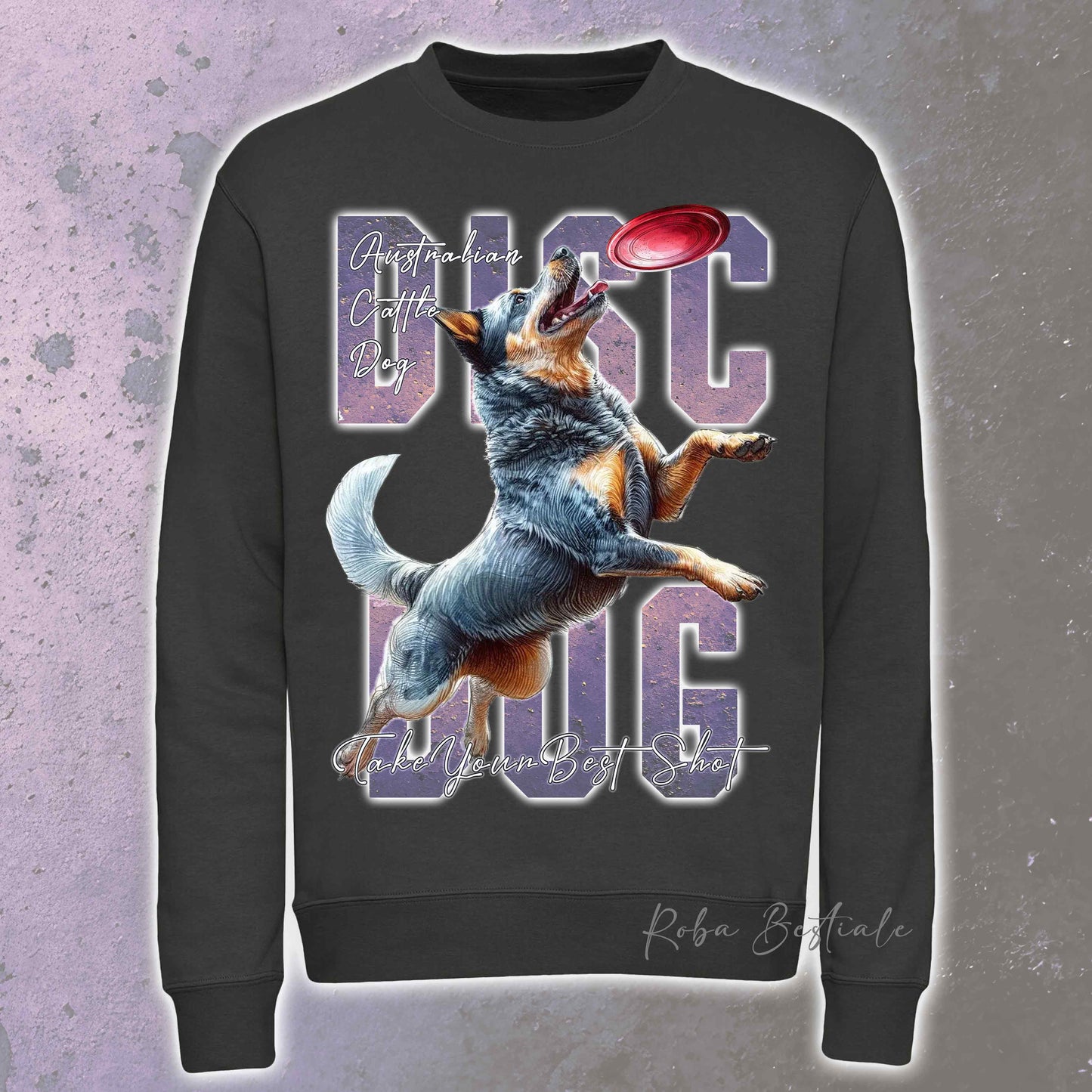 Felpa Invernale APTITUDE - DISC DOG - AUSTRALIAN CATTLE DOG Blue - Girocollo, Unisex, in tanti colori! - dalla XS alla 3XL