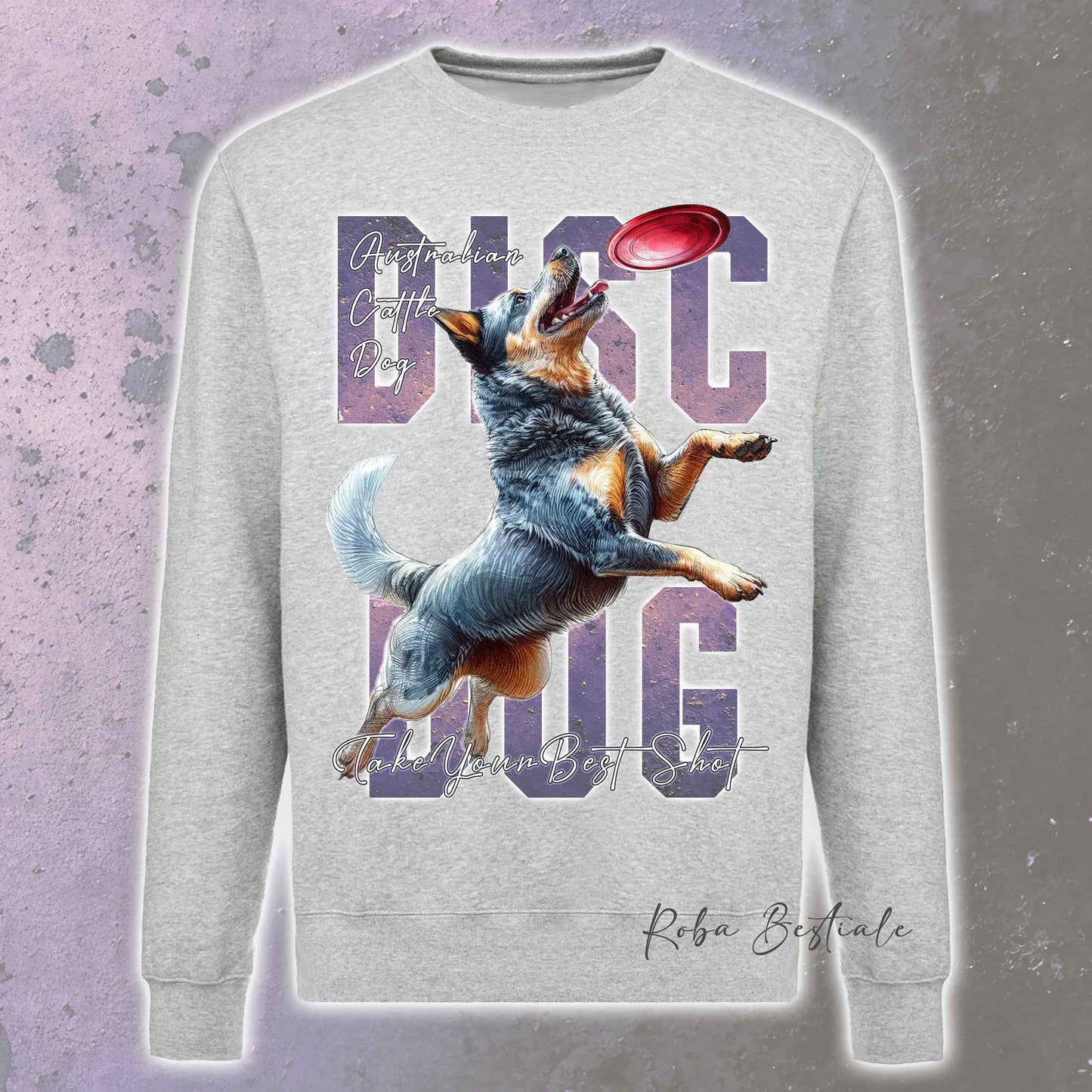 Felpa Invernale APTITUDE - DISC DOG - AUSTRALIAN CATTLE DOG Blue - Girocollo, Unisex, in tanti colori! - dalla XS alla 3XL