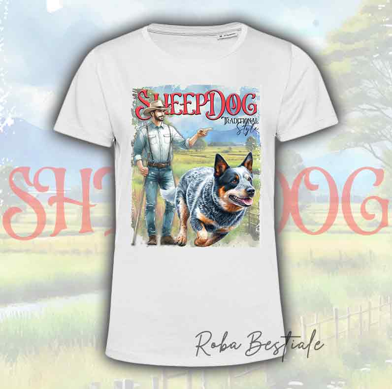 T-Shirt VINTAGE SHEEPDOG - AUSTRALIAN CATTLE DOG Blue - Design "BOY" o "GIRL"