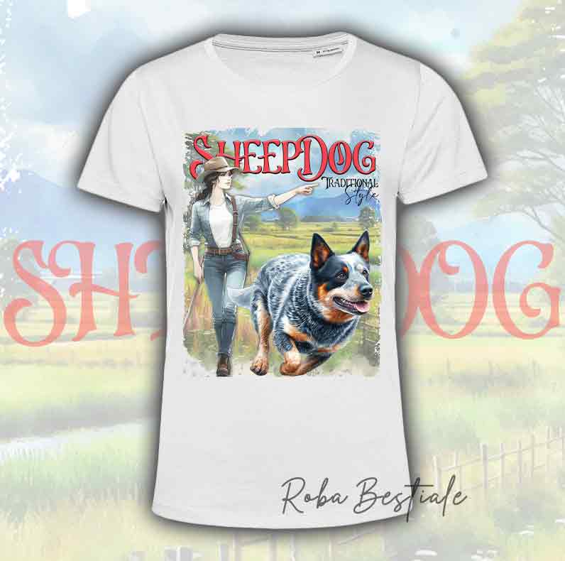 T-Shirt VINTAGE SHEEPDOG - AUSTRALIAN CATTLE DOG Blue - Design "BOY" o "GIRL"