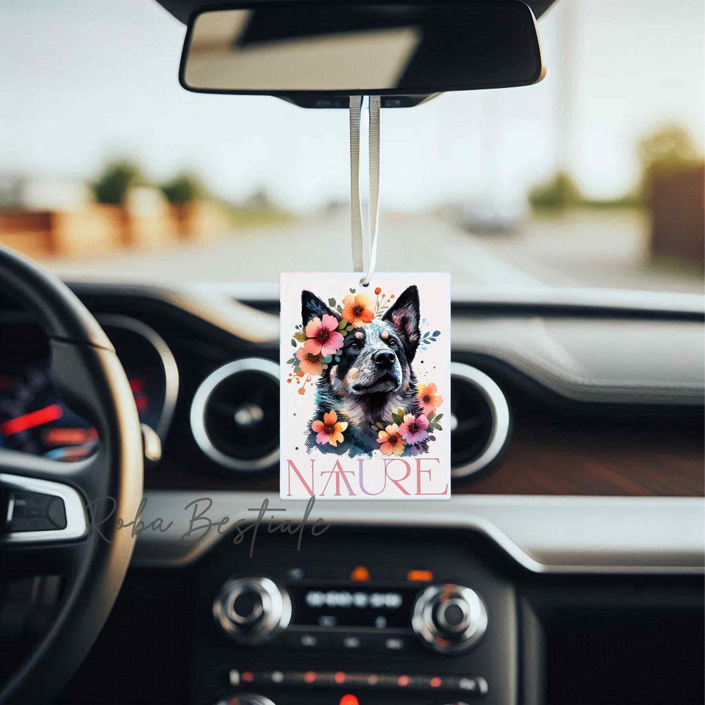 Deodorante Auto NATURE - AUSTRALIAN CATTLE DOG Blue - In Feltro, con cordino - 7,5 x 10 cm