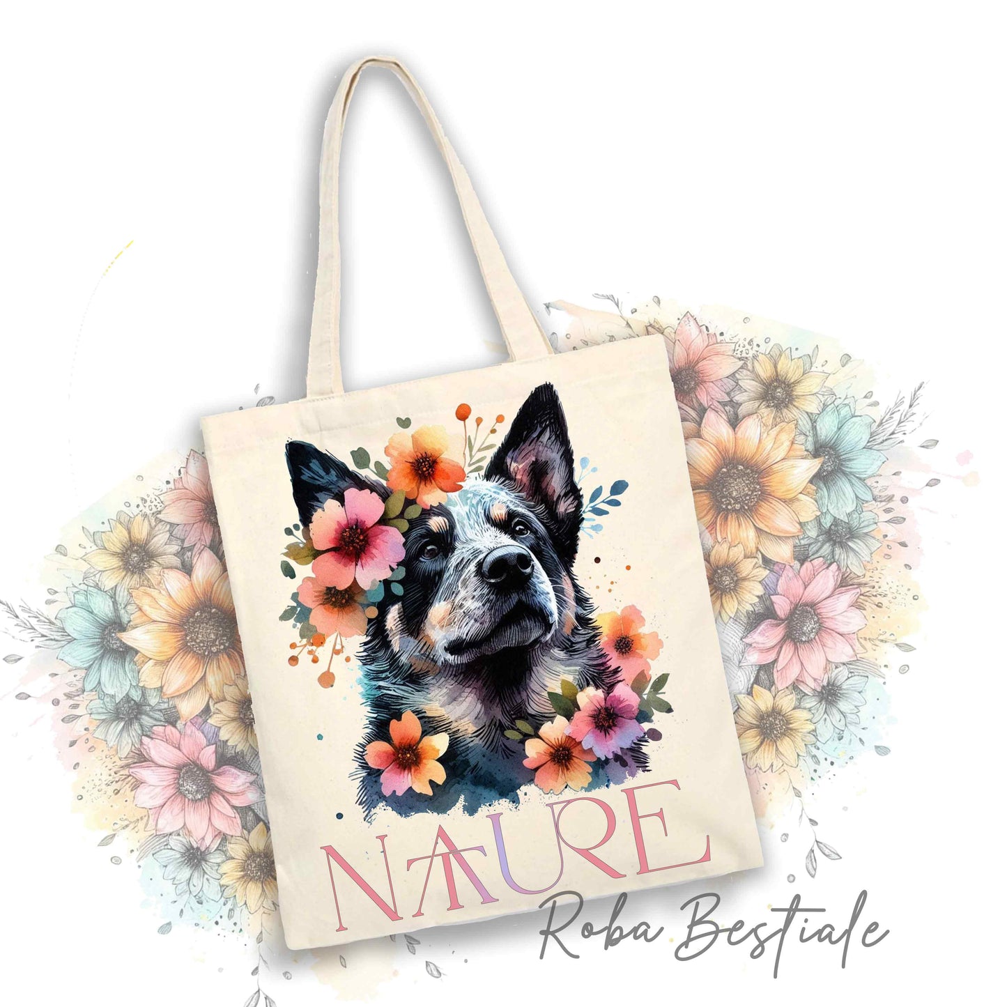 Shopper NATURE - AUSTRALIAN CATTLE DOG Blue - Diversi colori disponibili, 100% Cotone