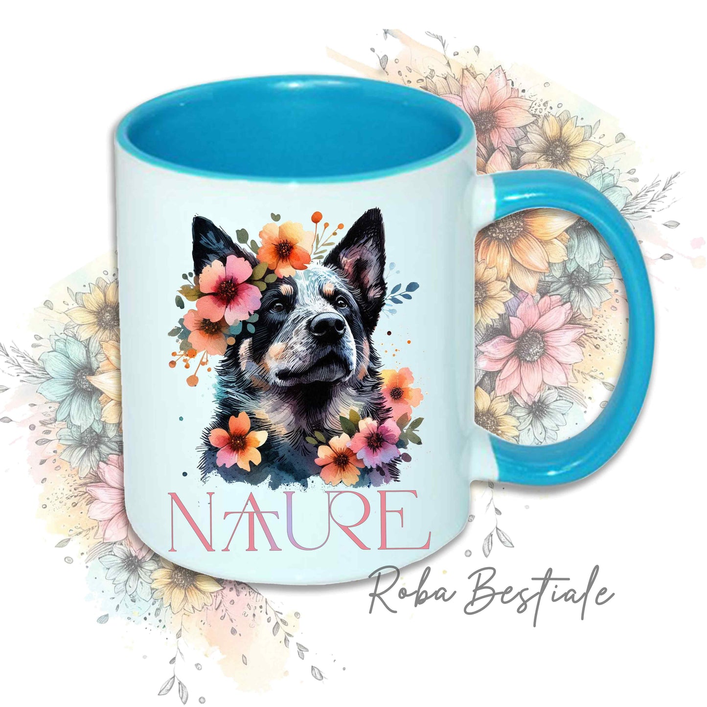 Tazza NATURE - AUSTRALIAN CATTLE DOG Blue - In Ceramica, con manico e interno in diversi colori - 330 ml