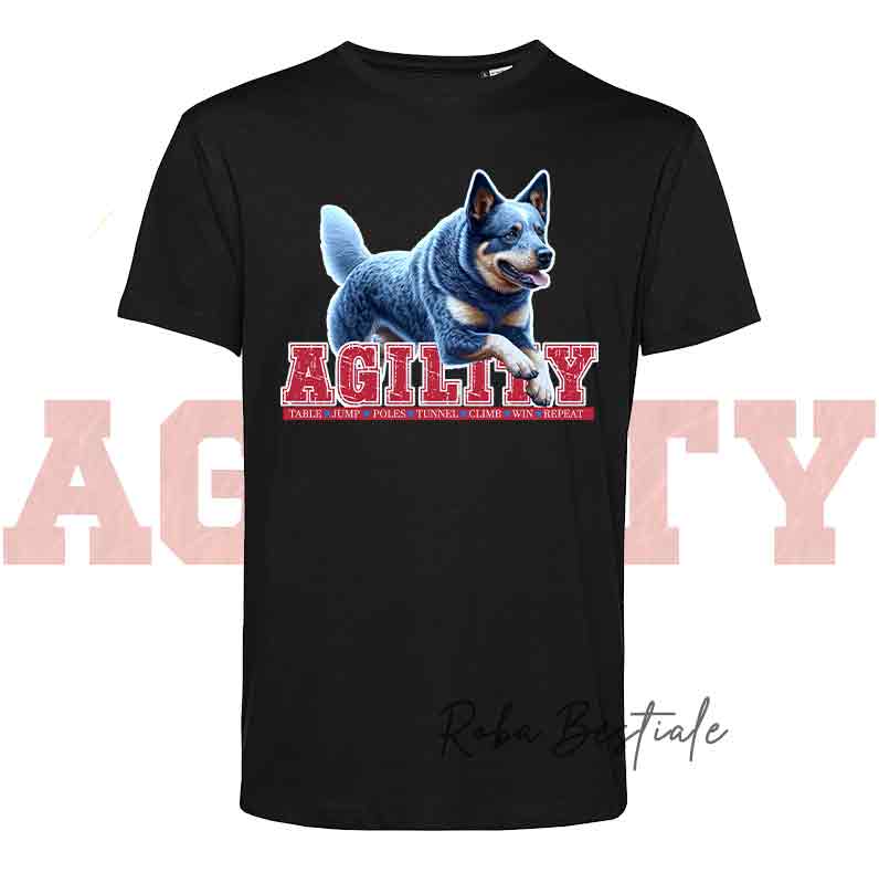 T-Shirt AGILITY PATH - AUSTRALIAN CATTLE DOG Blue - Bianca o Nera - Uomo o Donna - dalla XS alla 5XL