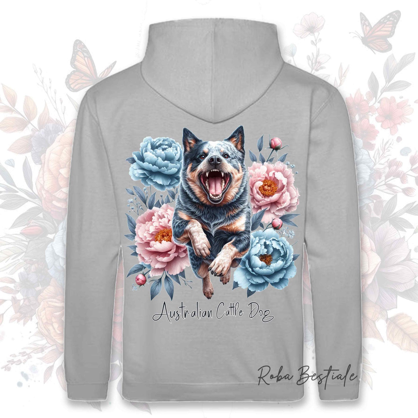 Felpa PEONY - AUSTRALIAN CATTLE DOG Blue - Con Cappuccio e Tasconi, Unisex, in tanti colori - dalla XS alla 5XL