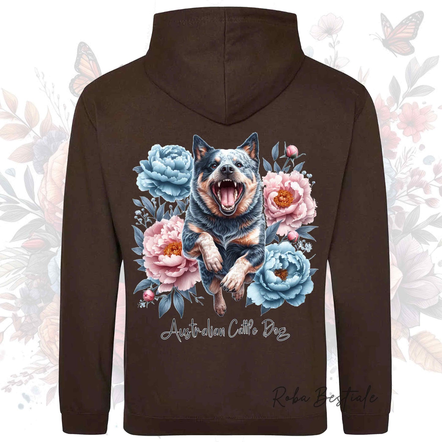 Felpa PEONY - AUSTRALIAN CATTLE DOG Blue - Con Cappuccio e Tasconi, Unisex, in tanti colori - dalla XS alla 5XL