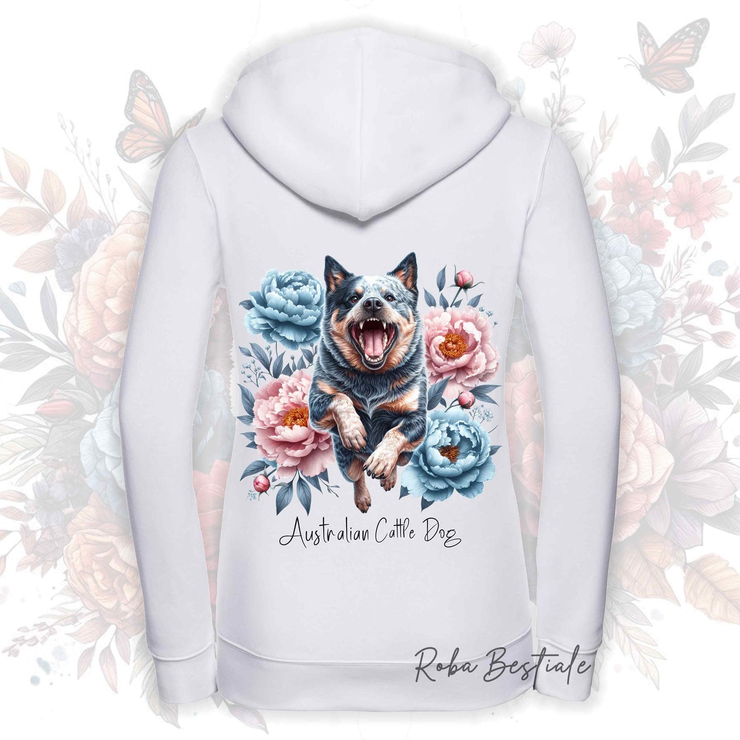 Felpa PEONY - AUSTRALIAN CATTLE DOG Blue - Con Cappuccio e Full Zip, Uomo o Donna, in tanti colori - dalla XS alla 5XL