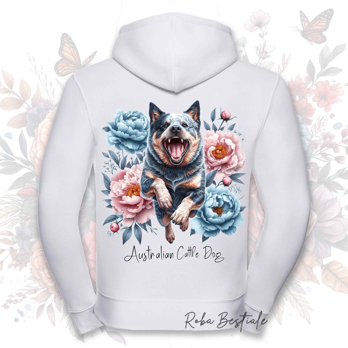 Felpa PEONY - AUSTRALIAN CATTLE DOG Blue - Con Cappuccio e Full Zip, Uomo o Donna, in tanti colori - dalla XS alla 5XL
