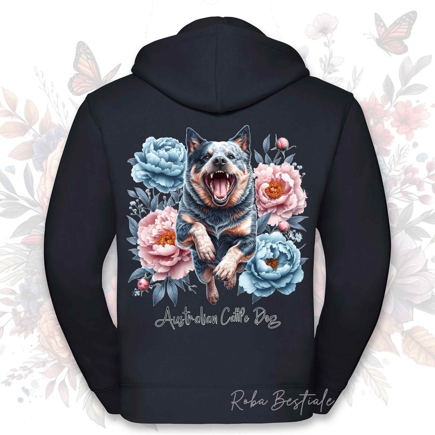 Felpa PEONY - AUSTRALIAN CATTLE DOG Blue - Con Cappuccio e Full Zip, Uomo o Donna, in tanti colori - dalla XS alla 5XL
