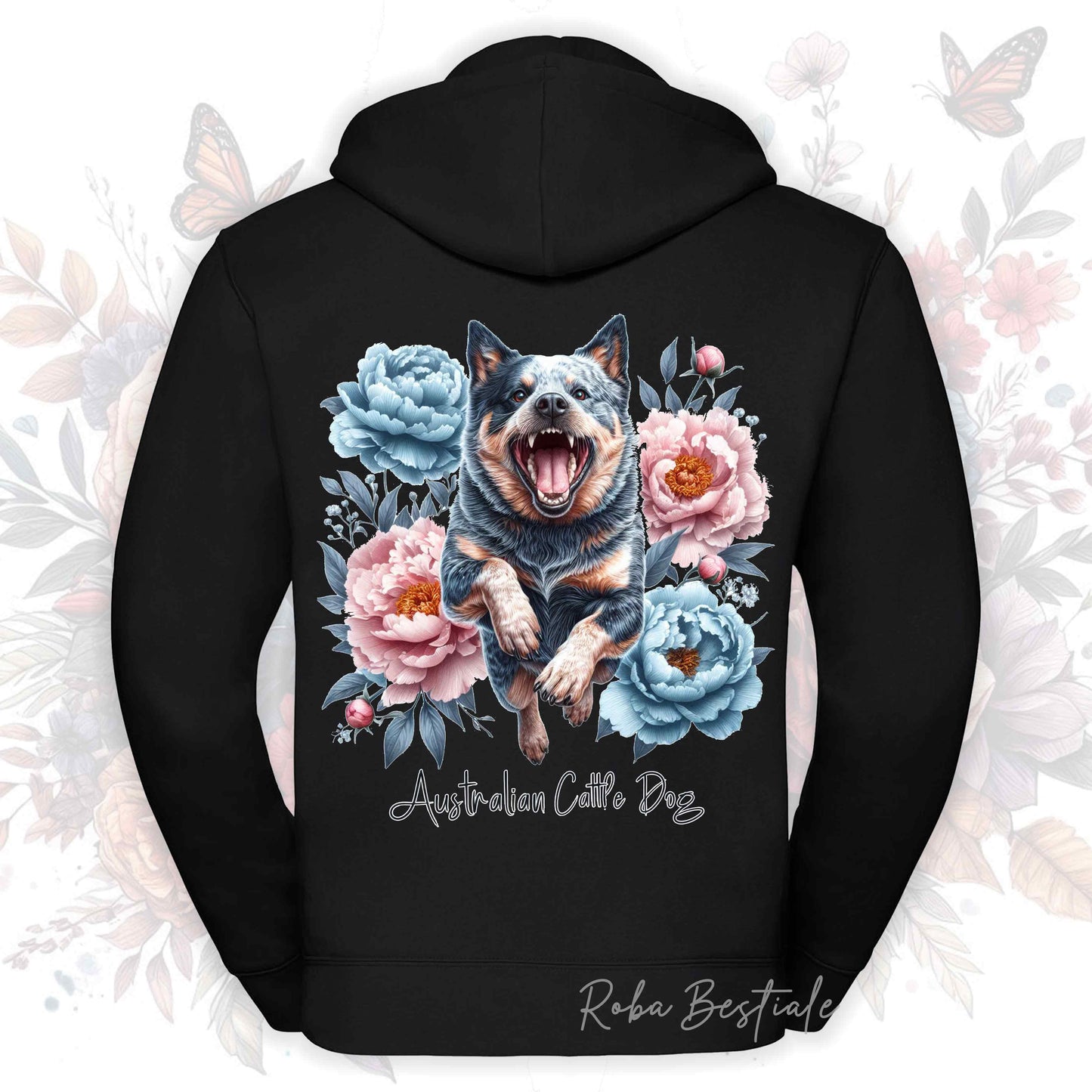 Felpa PEONY - AUSTRALIAN CATTLE DOG Blue - Con Cappuccio e Full Zip, Uomo o Donna, in tanti colori - dalla XS alla 5XL