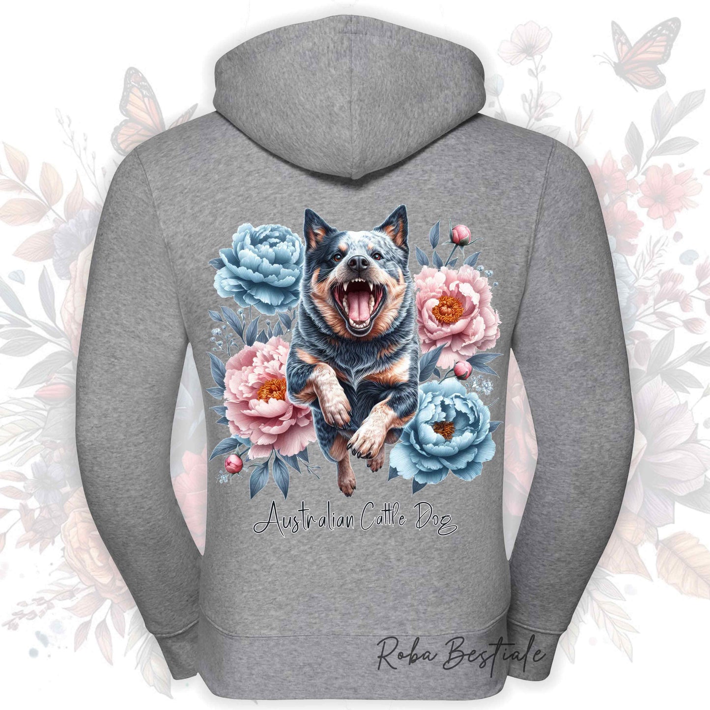 Felpa PEONY - AUSTRALIAN CATTLE DOG Blue - Con Cappuccio e Full Zip, Uomo o Donna, in tanti colori - dalla XS alla 5XL