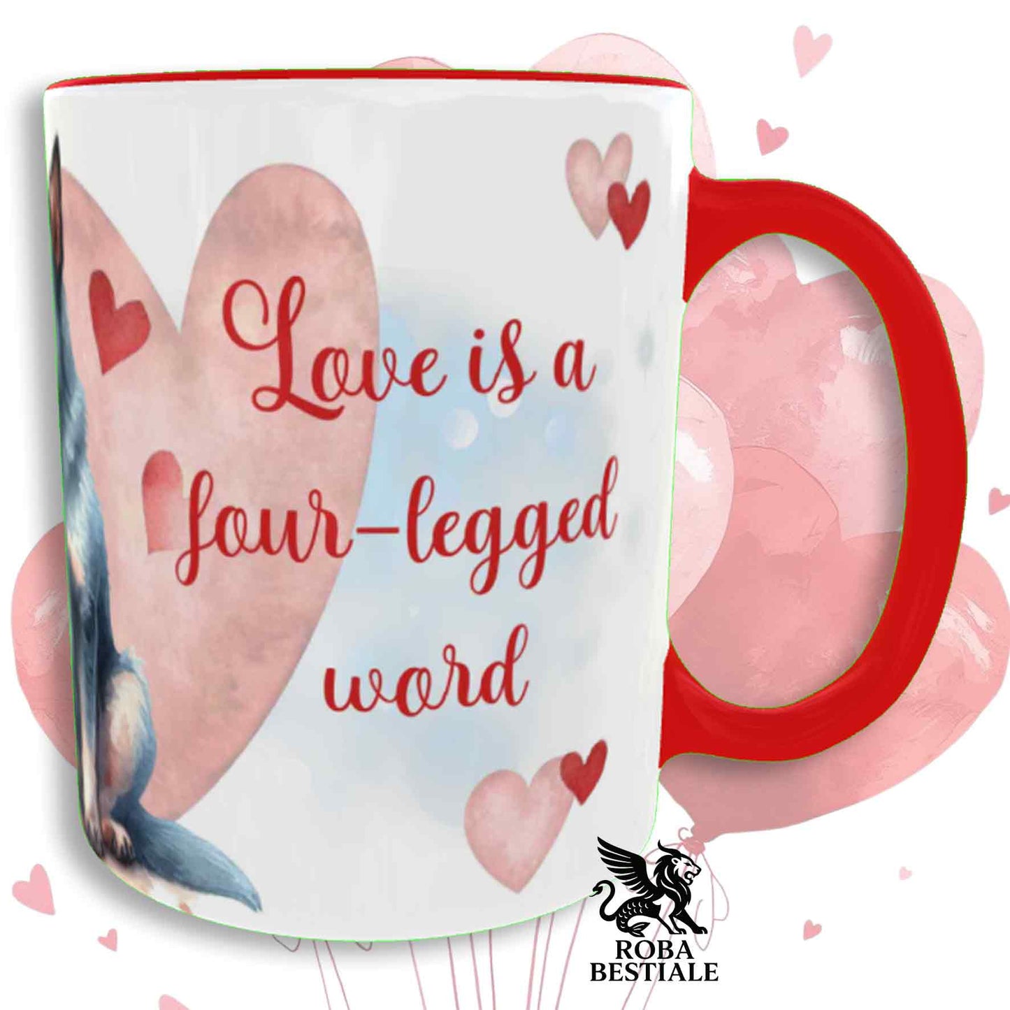 Tazza LOVE ME - AUSTRALIAN CATTLE DOG Blue - In Ceramica, con dettagli Rossi - 330 ml